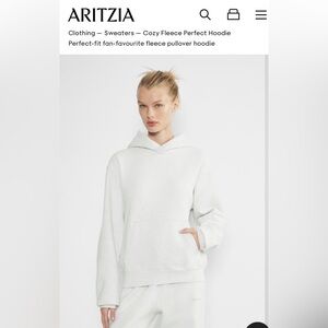 Aritzia Cozy Fleece Perfect Hoodie - Heather cloud white XS
